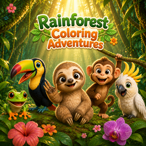 Rainforest Adventures printable coloring pages